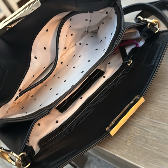 On 34th NWOT black vegan leather clutch/crossbody w/ goldtone hardware & key fob - Picture 4 of 7